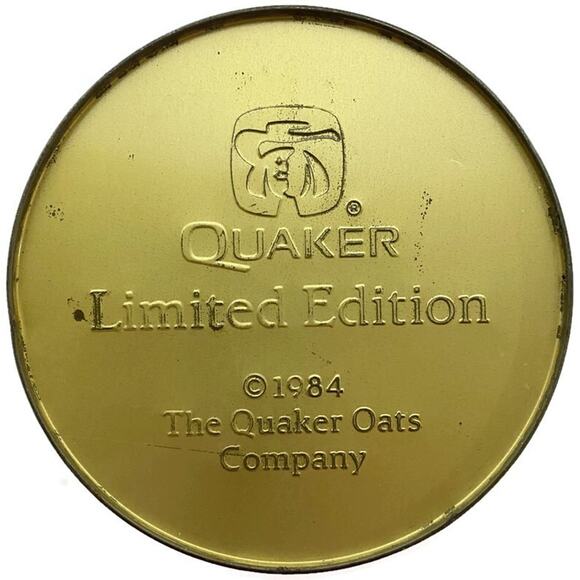 Vintage 1984 Quaker Oats Rolled White Oats Collectible Tin Can 8" Tall - Picture 6 of 6